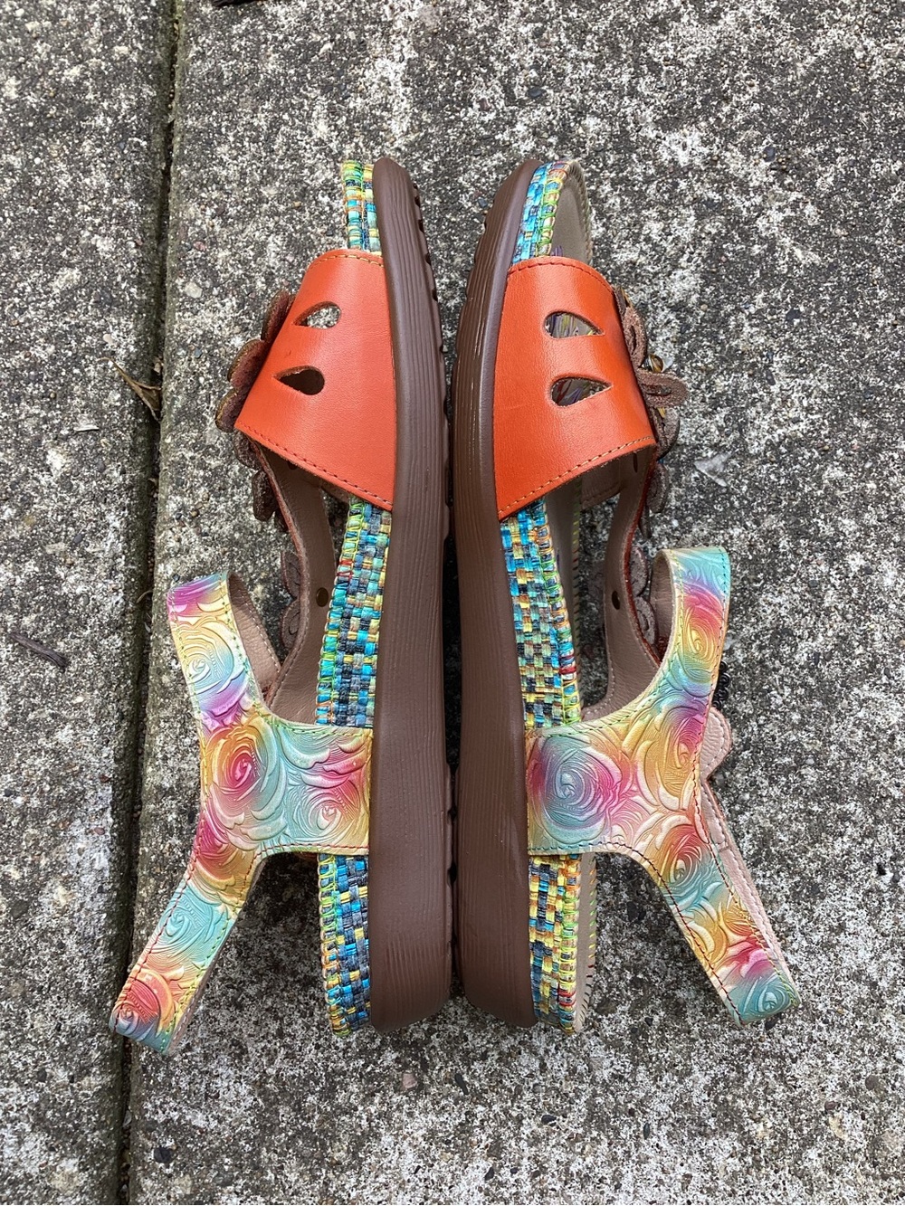 L'Artiste by Spring Step NOURIA Leather Floral Embellished Sandals Size 38 US 7 - Picture 4 of 11